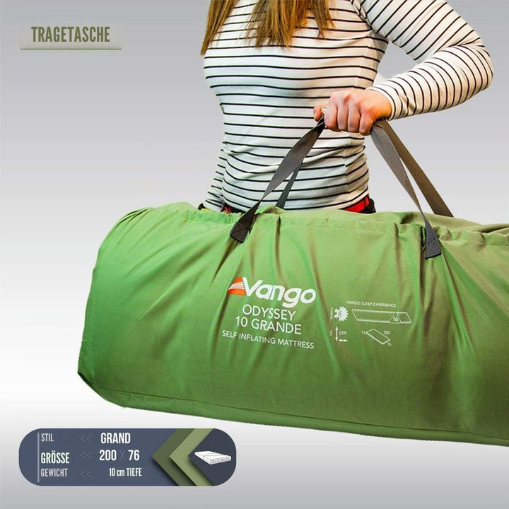 Vango Odyssey Selbstaufblasende Schlafmatte, Epsom Green, 10cm