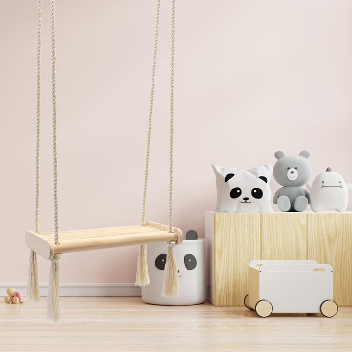 MAMOI® Babyschaukel aus Holz | Holzschaukel | Schaukelbrett aus Holz | Babyschaukel für zu Hause | I