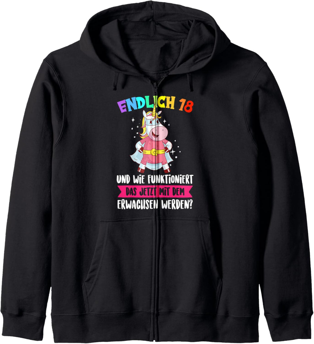 Endlich 18 Geschenke Mädchen Junge 18. Geburtstag Spruch Kapuzenjacke
