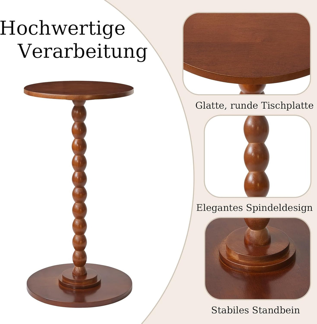 Aibiju Runder Beistelltisch, Kleiner Beistelltisch für Kleine Räume, Sofatisch, Nachttisch mit Massi