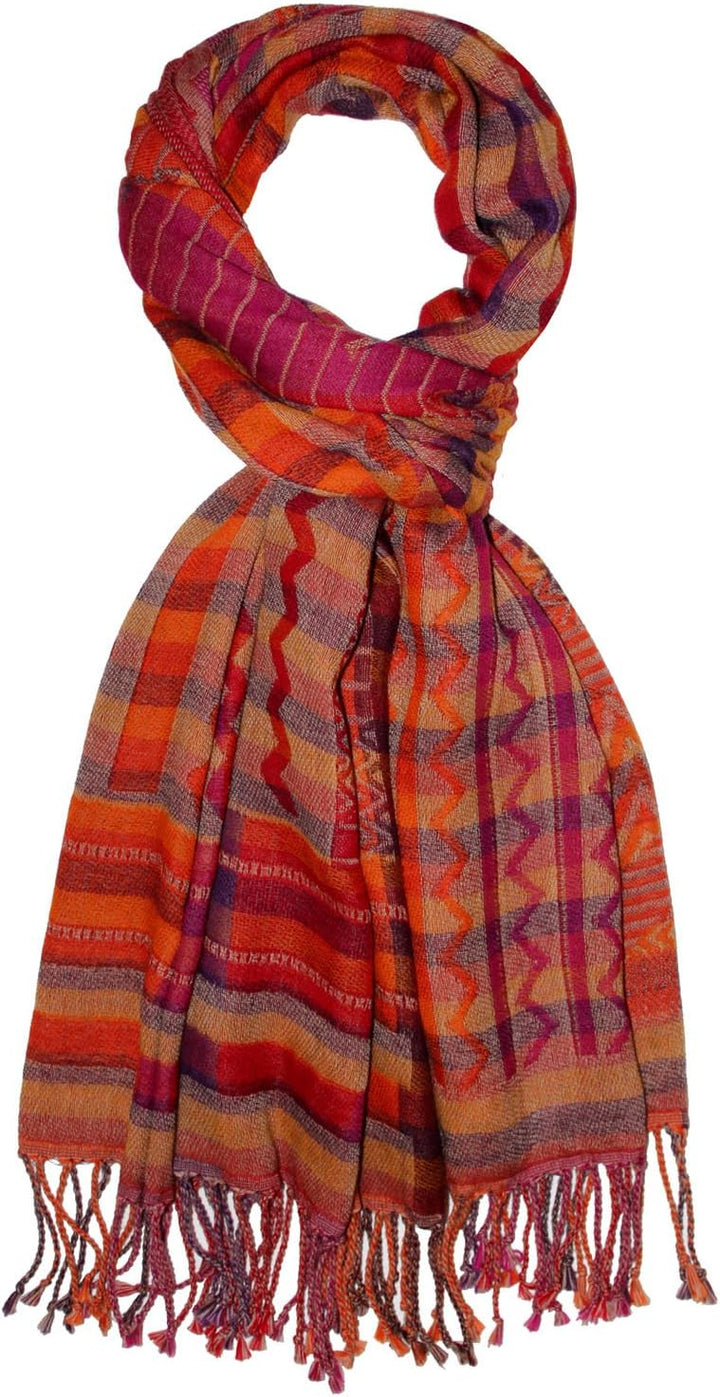 Lorenzo Cana Damenschal Pashmina Schaltuch aus 90% Baumwolle mit 10% Wolle Stola Damenschal Naturfas
