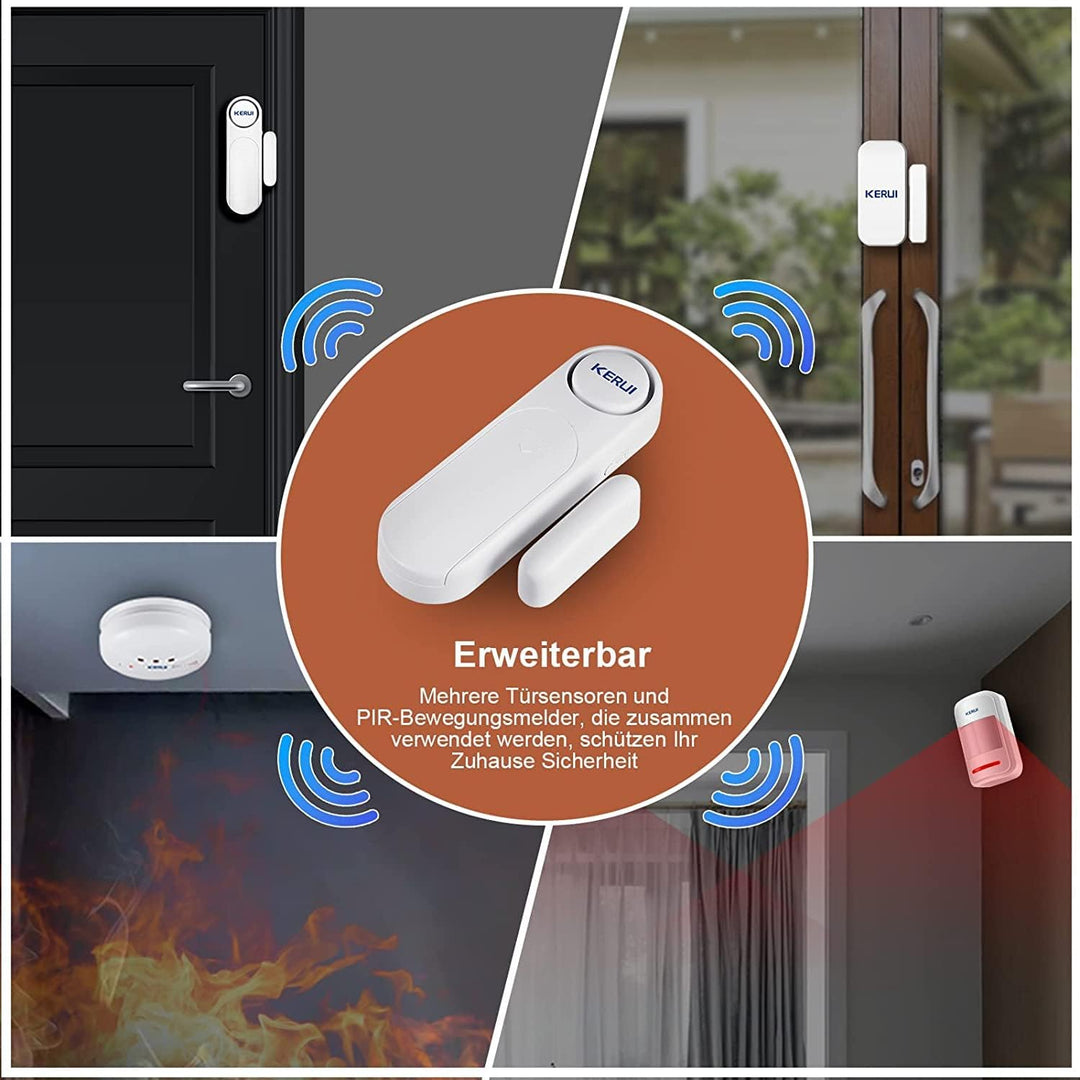 Fensteralarm,Türalarm mit 4 Fernbedienungen, Drahtloses Home Security Alarmanlage Magnetsensor 120dB