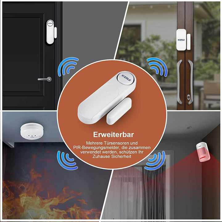 Fensteralarm,Türalarm mit 4 Fernbedienungen, Drahtloses Home Security Alarmanlage Magnetsensor 120dB