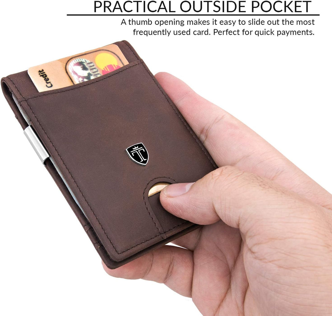 TRAVANDO Atlanta Herren-börse mit klammer, schmal, RFID-Blockierung, Kreditkartenhalter, Mini-Bifold