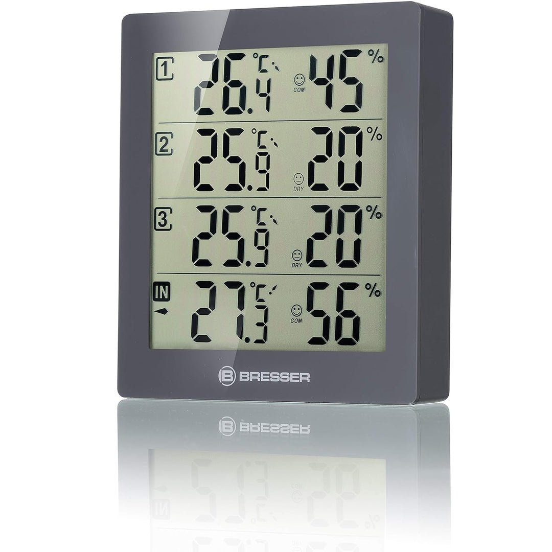 Bresser Wetterstation Funk mit Aussensensor Temeo Hygro Quadro inklusive 3 Aussensensoren um bei 4 U