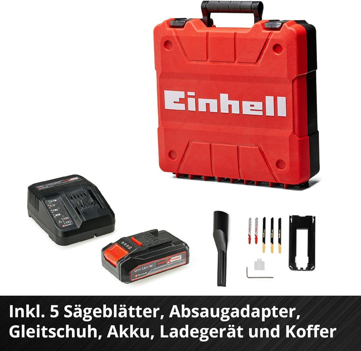 Einhell Akku-Stichsäge TC-JS 18 Li (1x2,5 Ah) Power X-Change (Li-Ion, 18 V, Pendelhubfunktion, Absau