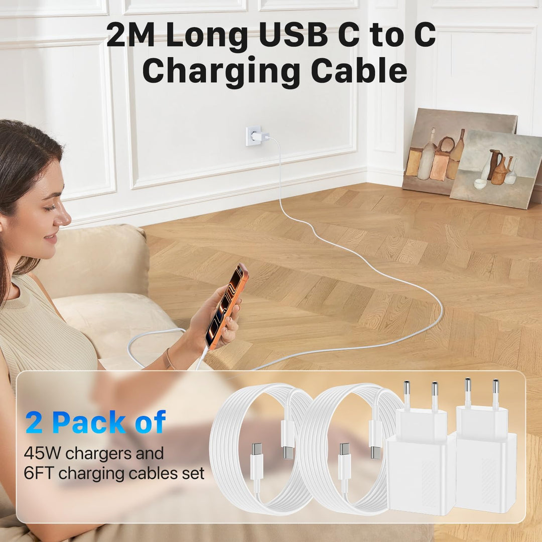 Qalirvis 45W USB C Ladegerät Ladekabel für iPhone 17 Pro Max 17 Air, iPhone 16 16e 15 Pro Max, iPad,