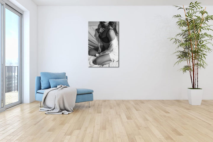 deyoli sexy Frau im Hemd Format:75x50 cm als Leinwandbild, Motiv fertig gerahmt auf Echtholzrahmen,