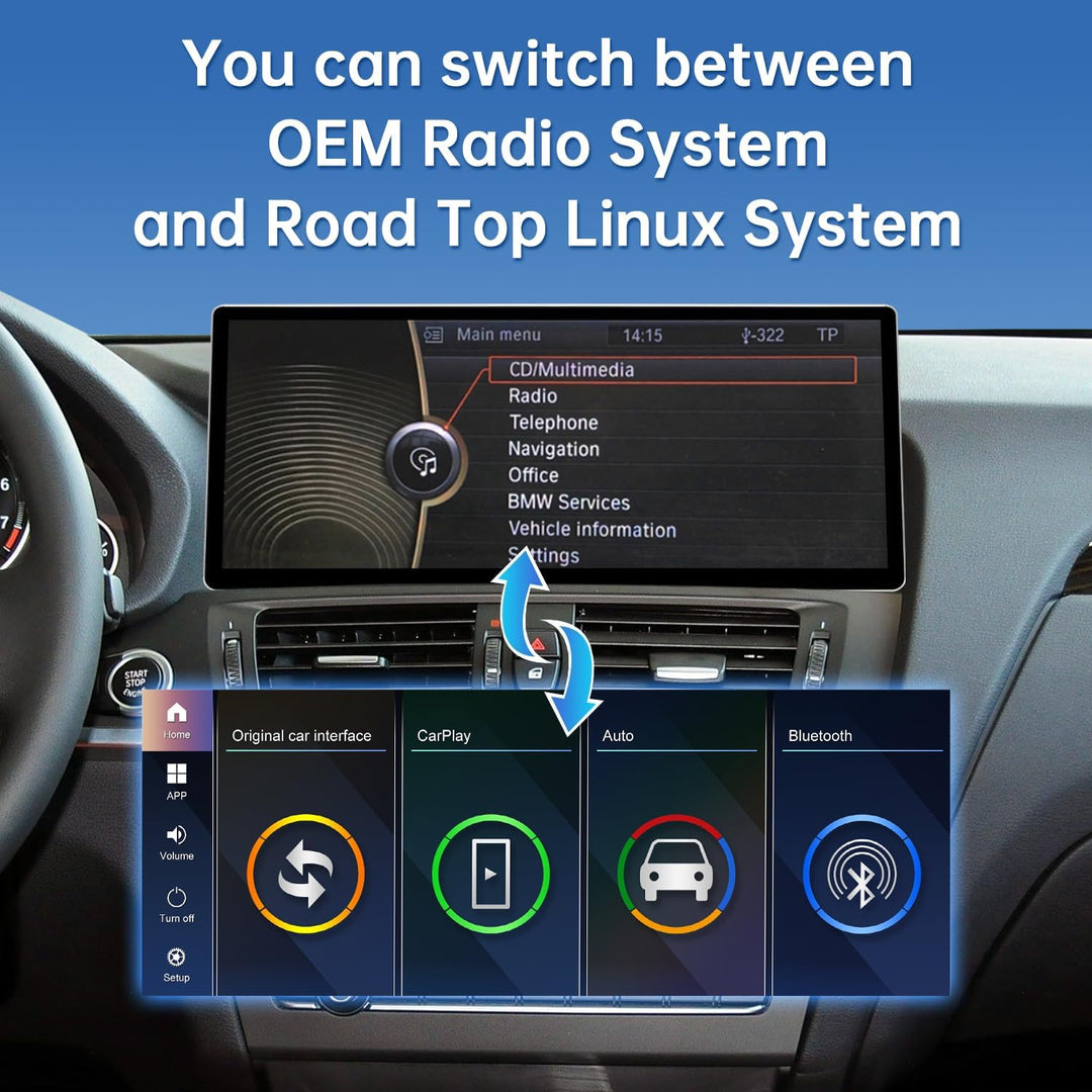 Road Top CarPlay Bildschirm, 12,3 Zoll Ultra-schmal Autoradio Stereo Touchscreen für BMW X3 X4 Serie