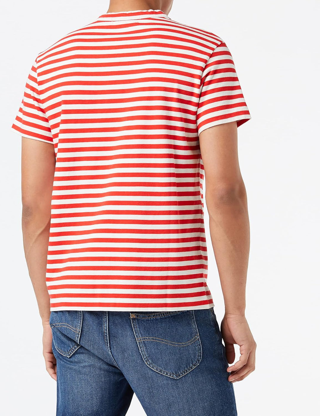 Kings of Indigo Herren Darius T-Shirt M Rot (Poppy Red Stripe 7904), M Rot (Poppy Red Stripe 7904)