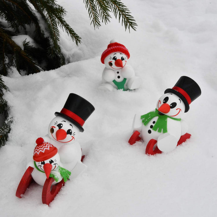 Seiffener Volkskunst | Deko Räuchermännchen | Cool-Man Räuchermann 11 cm | Schneemann | Original Erz