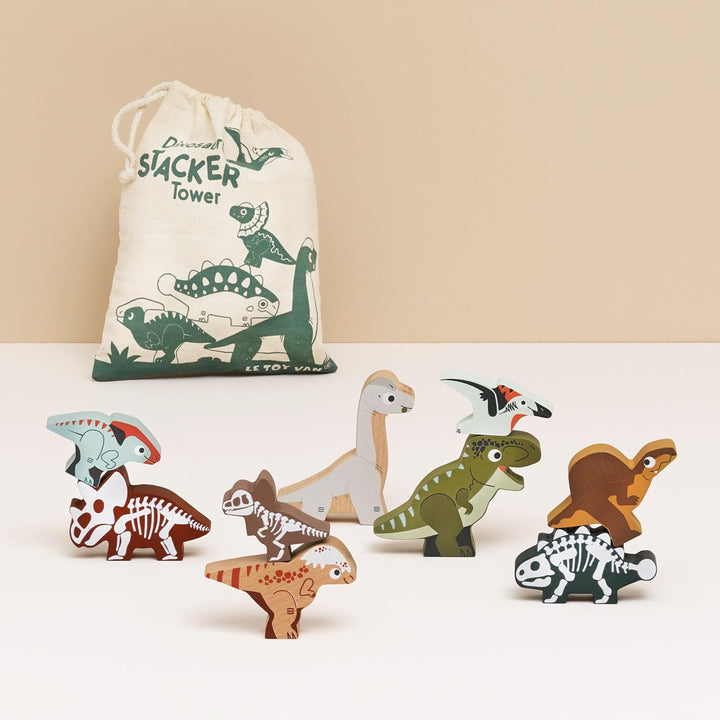Le Toy Van LTV - Jurassic Stacking Dinosaurs &amp; Bag - 10 Piece FSC 100% Le Toy Van Dinosaurier Miniat