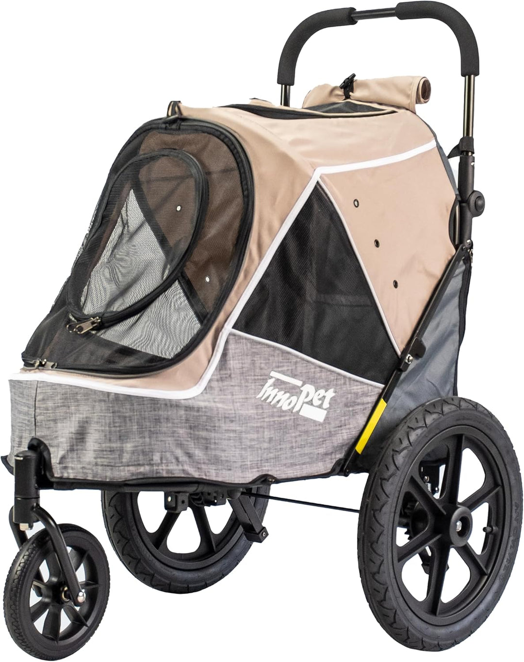 Innopet Sporty Evolution Latte 2-in-1 Hundebuggy und Fahrradanhänger für Hunde - Beige/Grau, 30kg Tr