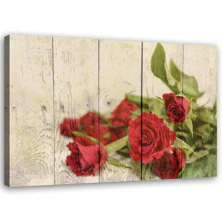 Feeby Wandbild Rosen Druckbild Leinwandbild Blumen Rot 100x70 cm Leinwandbild 100x70 cm Rot_a, Leinw