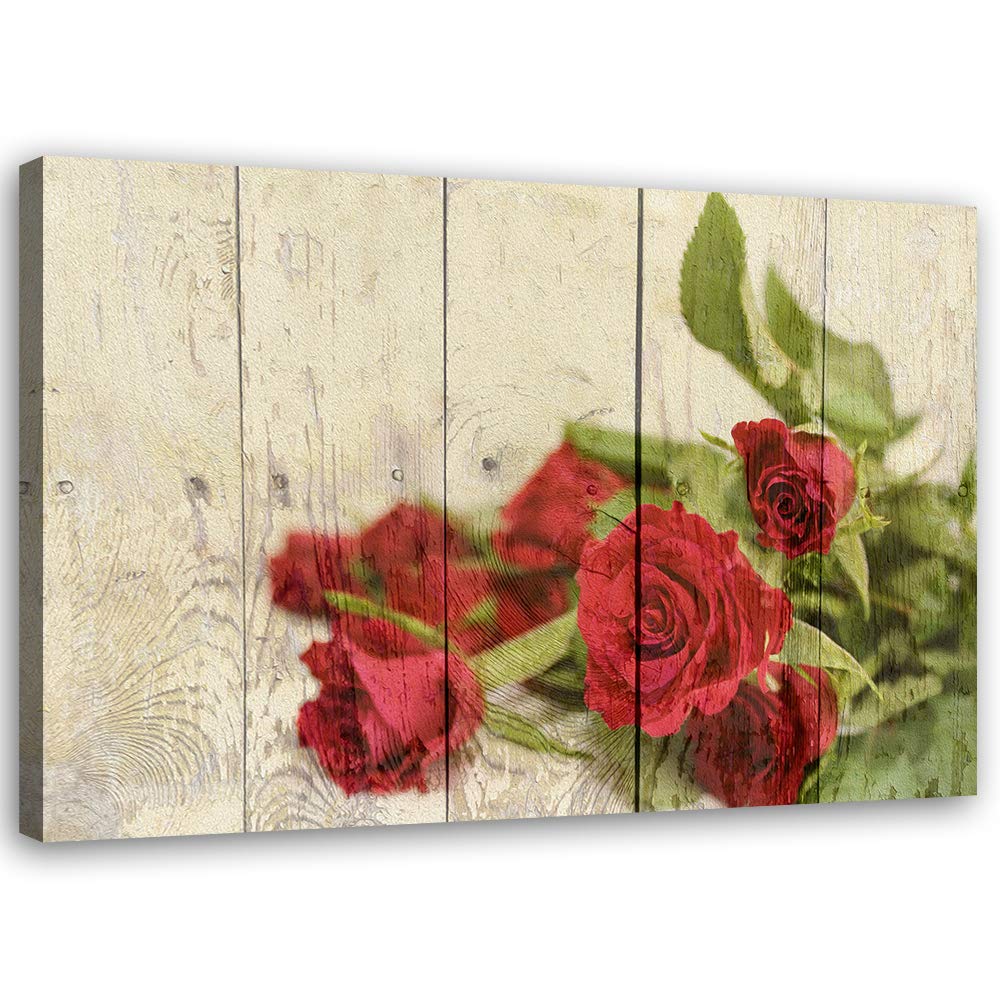 Feeby Leinwandbild Rosen Bild Kunstdruck Blumen Rot 70x50 cm Leinwandbild 70x50 cm Rot_a, Leinwandbi