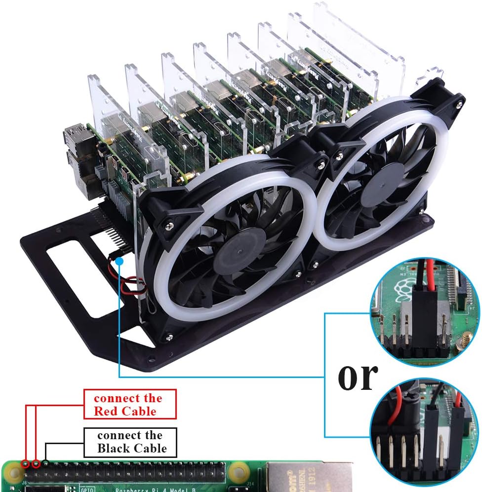 GeeekPi Raspberry Pi Cluster Gehäuse, Raspberry Pi Rack Gehäuse Stapelbares Gehäuse mit Lüfter 120 m