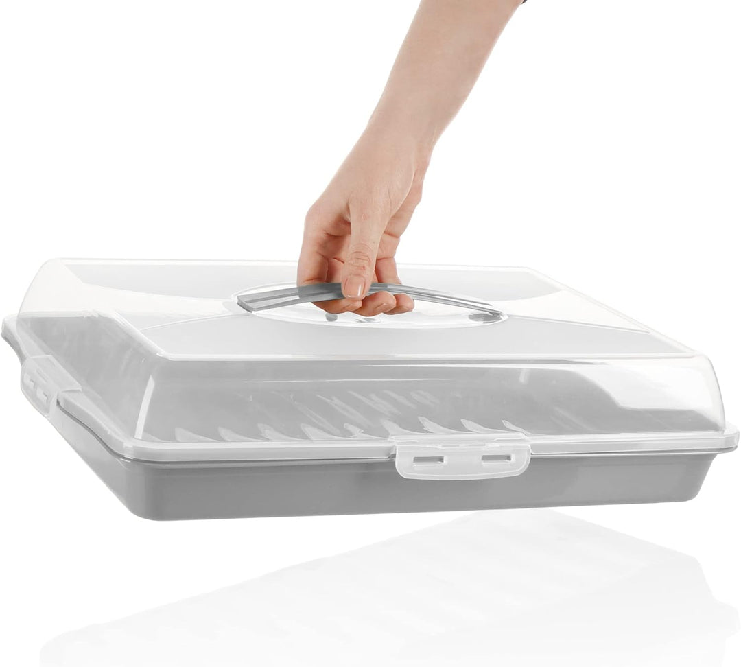 com-four® Kuchenbehälter - Transportbox für Kuchen und Lebensmittel - Aufbewahrungsbehälter mit Deck