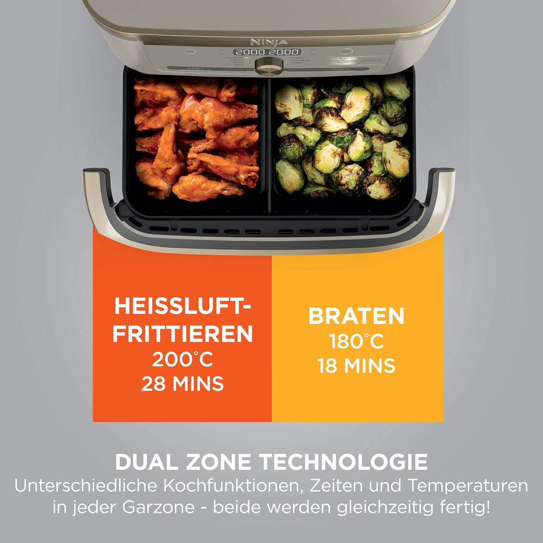 Ninja Foodi FlexDrawer Heissluftfritteuse, Dual Zone, verwandelt sich in MegaZone, 10,4 L, Dual Zone