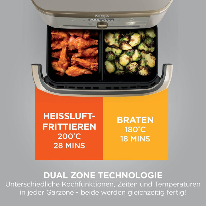 Ninja Foodi FlexDrawer Heissluftfritteuse, Dual Zone, verwandelt sich in MegaZone, 10,4 L, Dual Zone