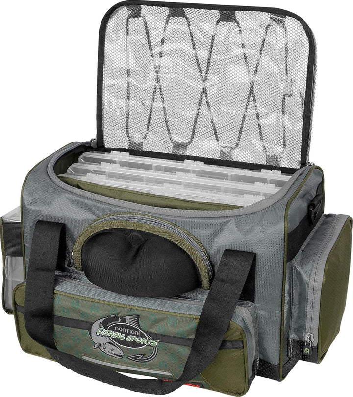 normani XXL Angeltasche mit 5 Köderboxen wasserdichte Angelbox Allzwecktasche Karpfentasche Tackle B