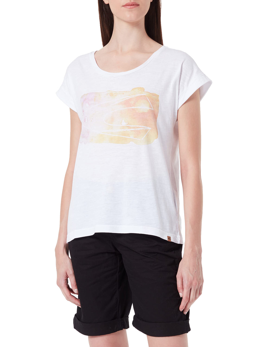 camel active Damen Kurzarm T-Shirt aus Organic Cotton XXL Broken White, XXL Broken White