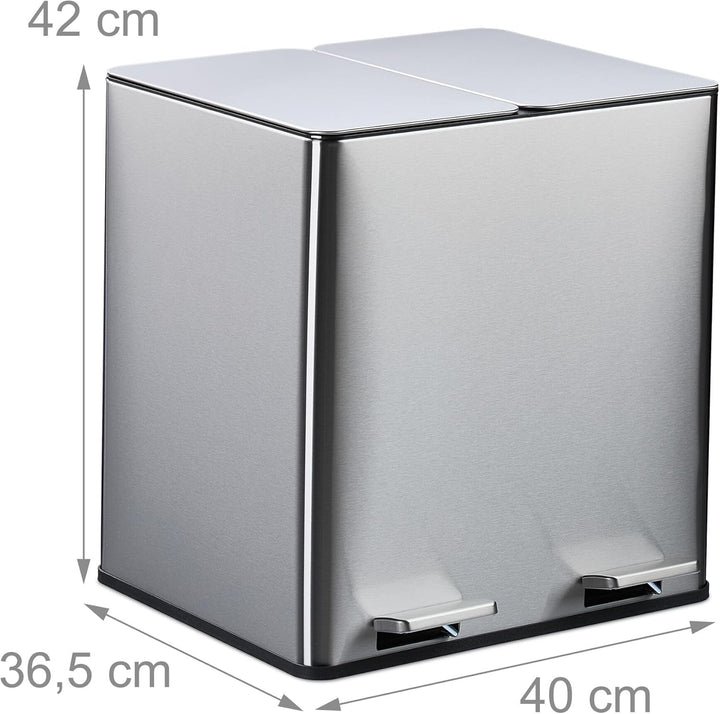 Relaxdays Mülleimer 2 x 15 Liter, Küchenmülleimer mit Geruchsfilter, Biomüll, Absenkautomatik und Tr
