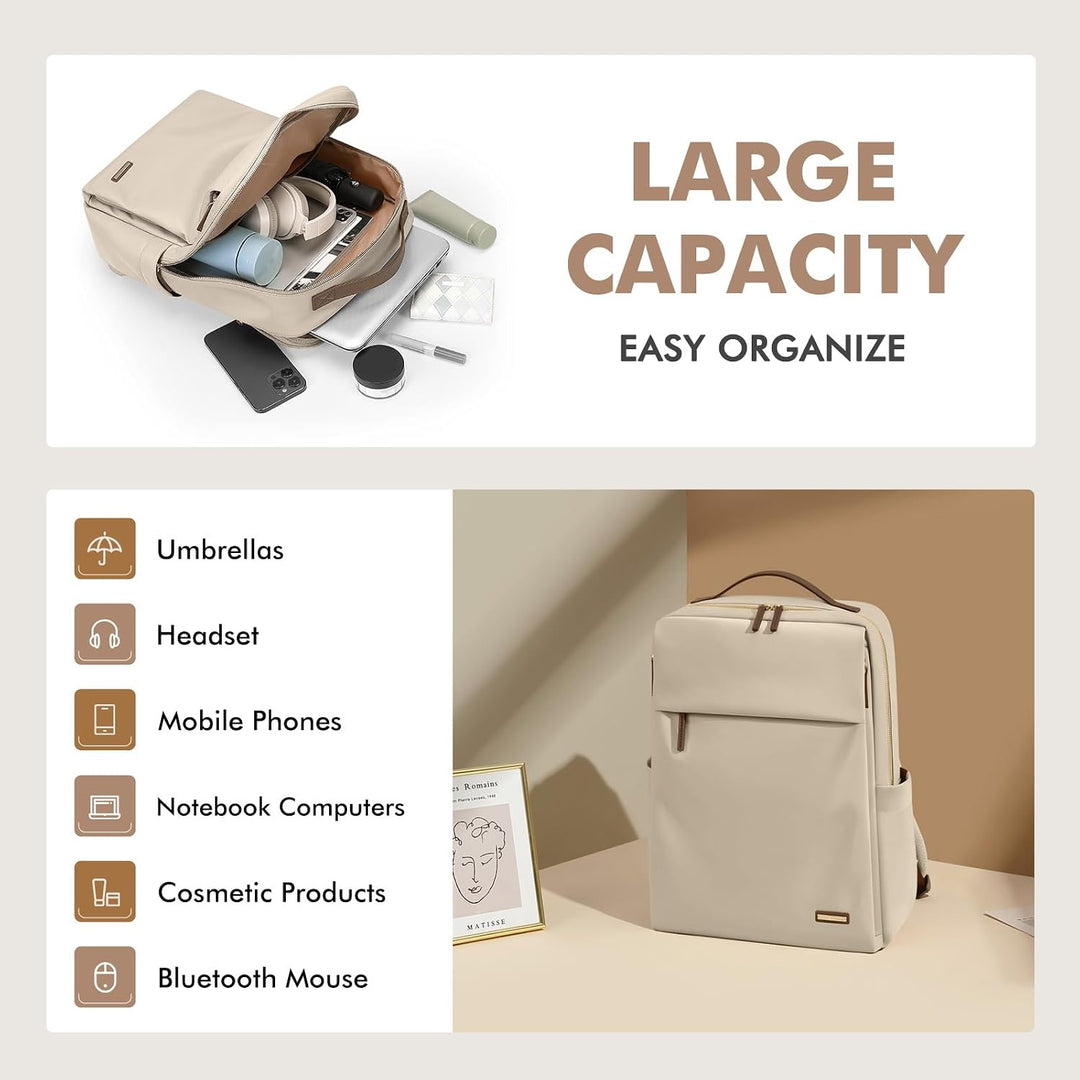 Rucksack Damen Laptop Reise Schulrucksack 15.6 Zoll mit Laptopfach, Wasserdicht Multifunktionaler Lä