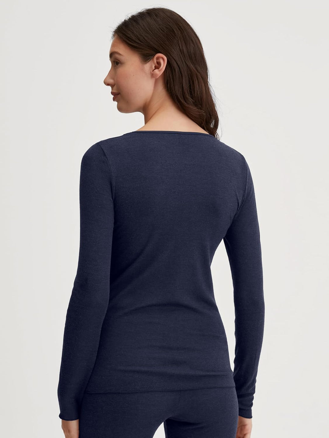 CALIDA True Confidence Langarmshirt Damen, aus Wolle-Seide, Feinripp, temperaturausgleichend und ger