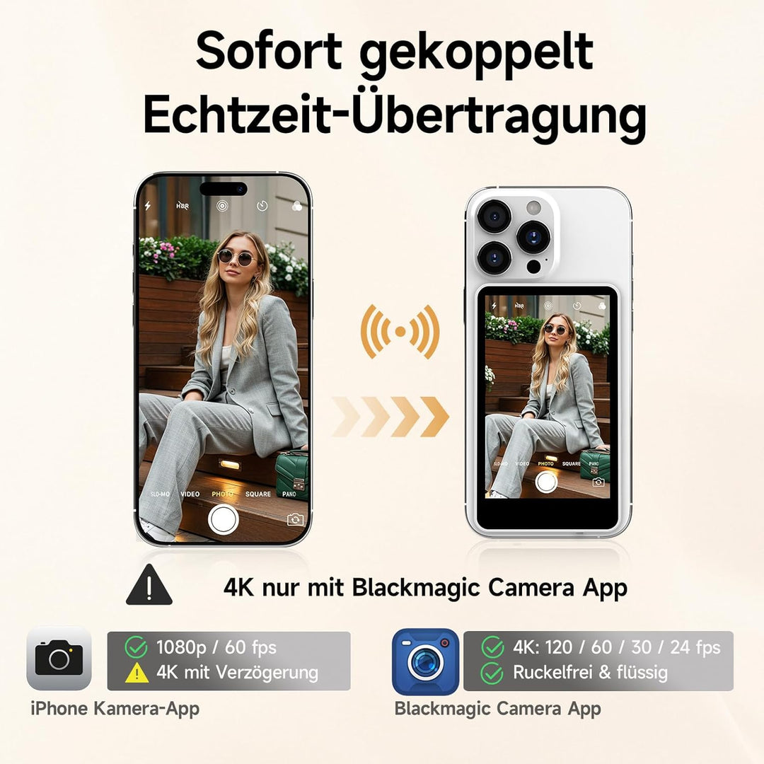 Rollei Easy Creator Selfie Monitor Handy Rückkamera Magnetisch Vlog Bildschirm Kompatibel mit Smartp
