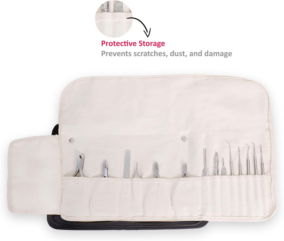 Fusspflege Etui - Podologie Aufbewahrungs Tasche Leer- Instrumententasche mit Inlett Fusspflegetasch