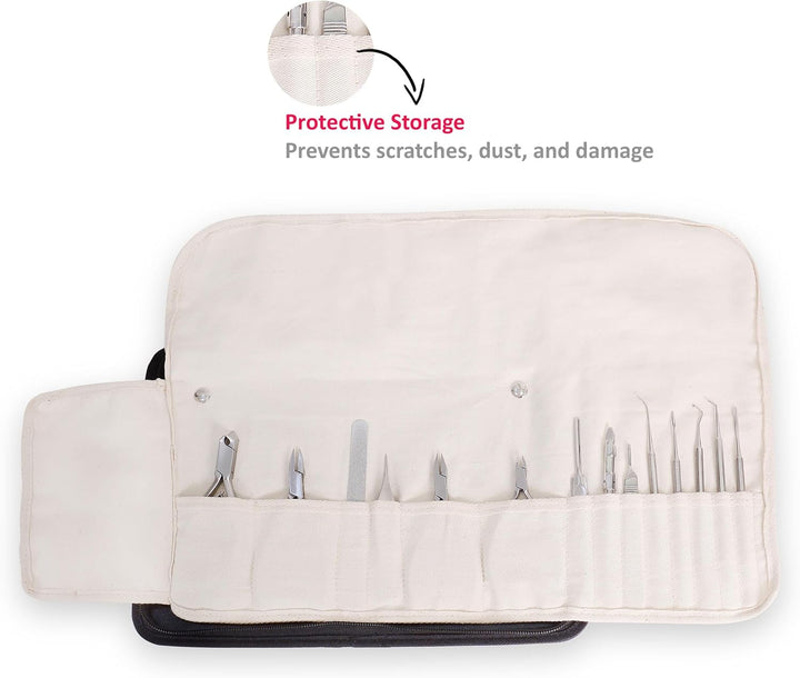 Fusspflege Etui - Podologie Aufbewahrungs Tasche Leer- Instrumententasche mit Inlett Fusspflegetasch