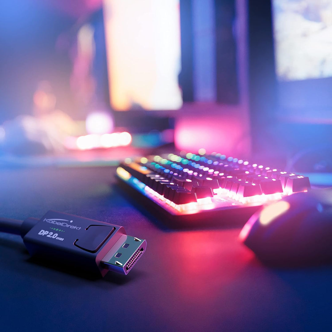 KabelDirekt – 8K Displayport Kabel 2.0 – 5 m – DP 2.0 Kabel mit spezieller A.I.S. Schirmung für Gami