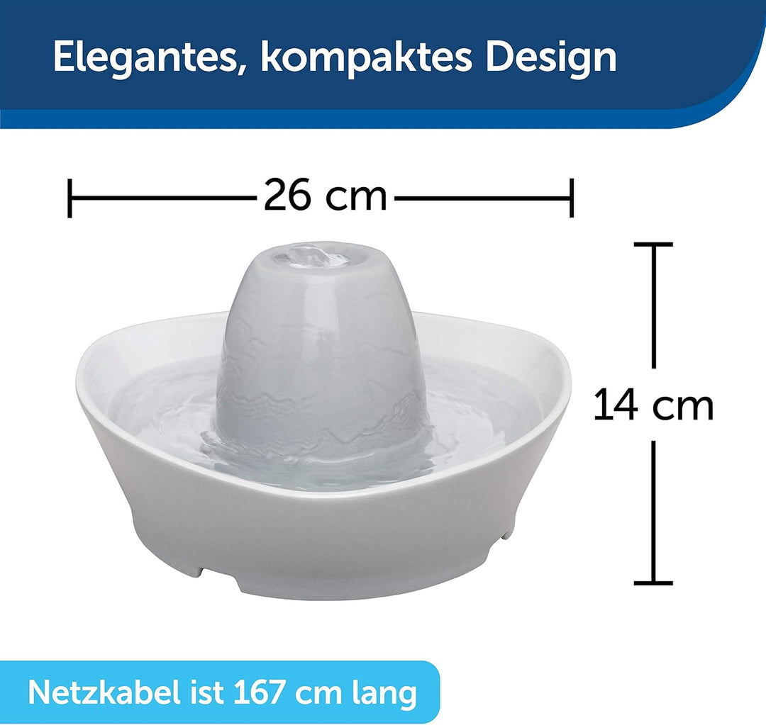 PetSafe Keramik-Trinkbrunnen Streamside, Für Katzen und kleine Hunde geeignet, Leiser Betrieb, 1,8 L