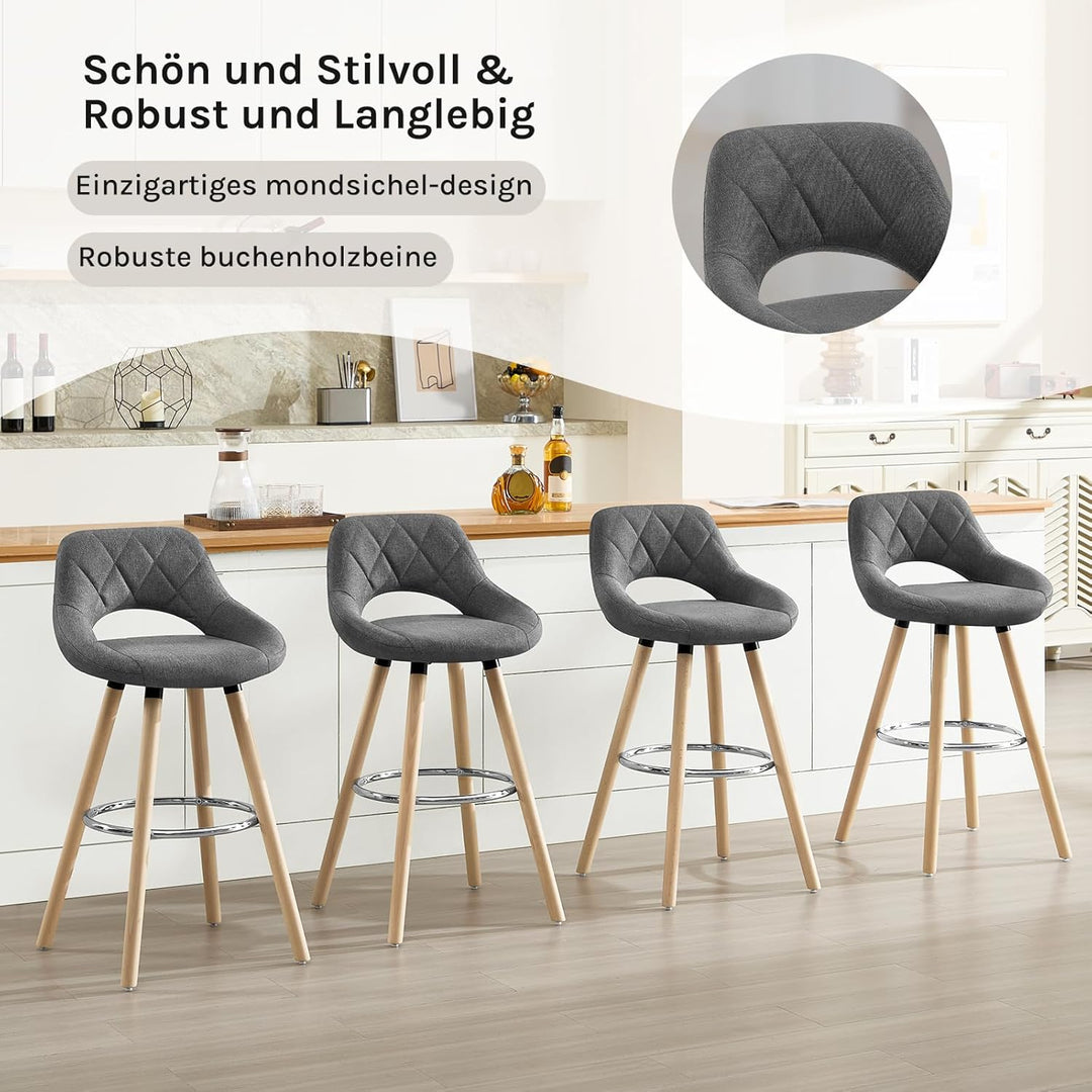 WOLTU Barhocker 2er Set, Barstuhl Küchenhocker Thekenhocker, Hocker mit Rückenlehne Fussstütze, aus