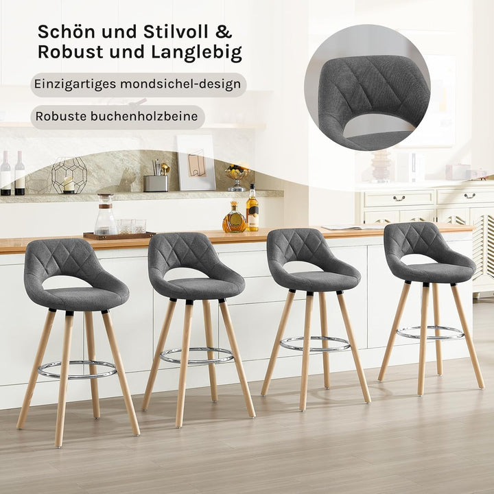 WOLTU Barhocker 2er Set, Barstuhl Küchenhocker Thekenhocker, Hocker mit Rückenlehne Fussstütze, aus