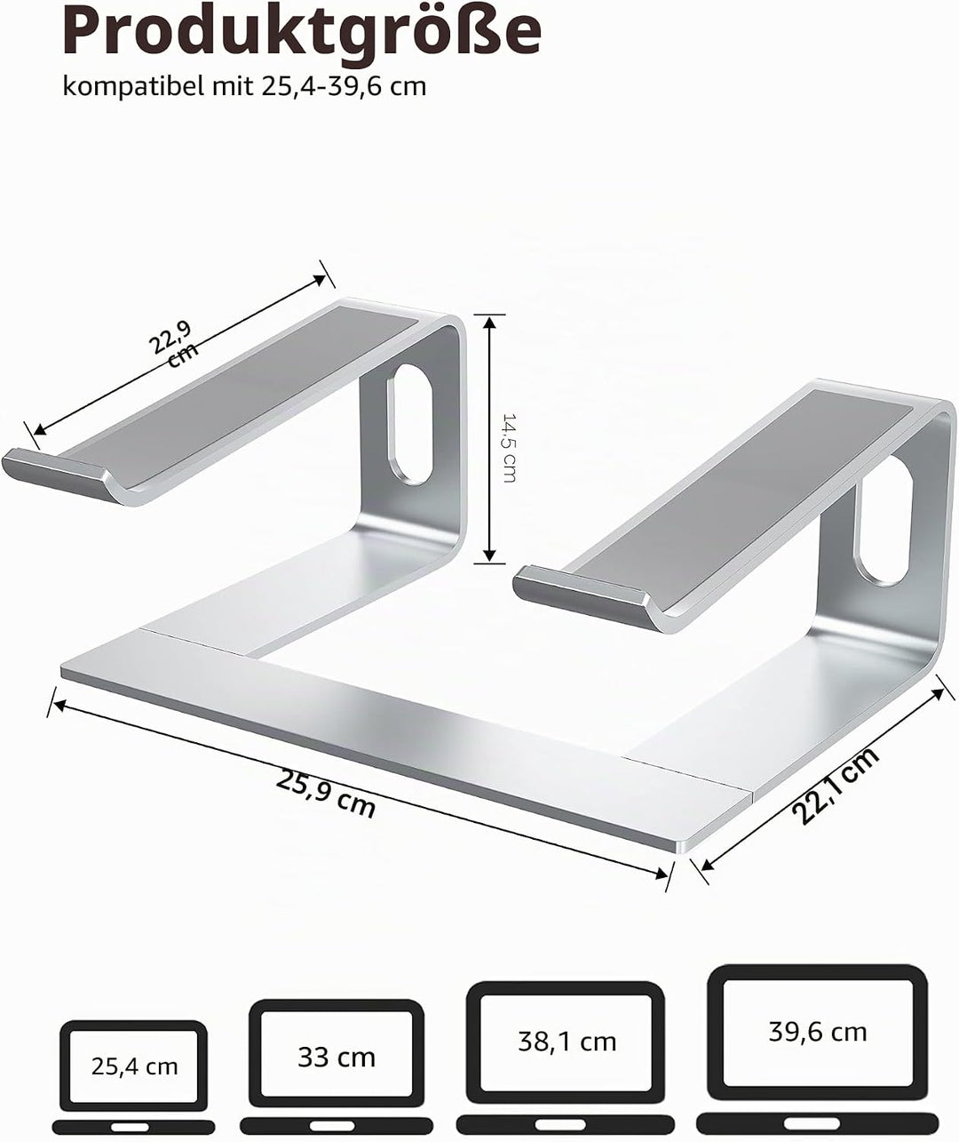 ALASHI Laptop-Ständer für Schreibtisch, Aluminium-Computer-Erhöhung, ergonomischer Notebook-Halter,