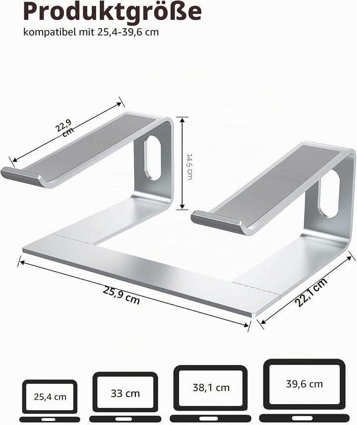 ALASHI Laptop-Ständer für Schreibtisch, Aluminium-Computer-Erhöhung, ergonomischer Notebook-Halter,