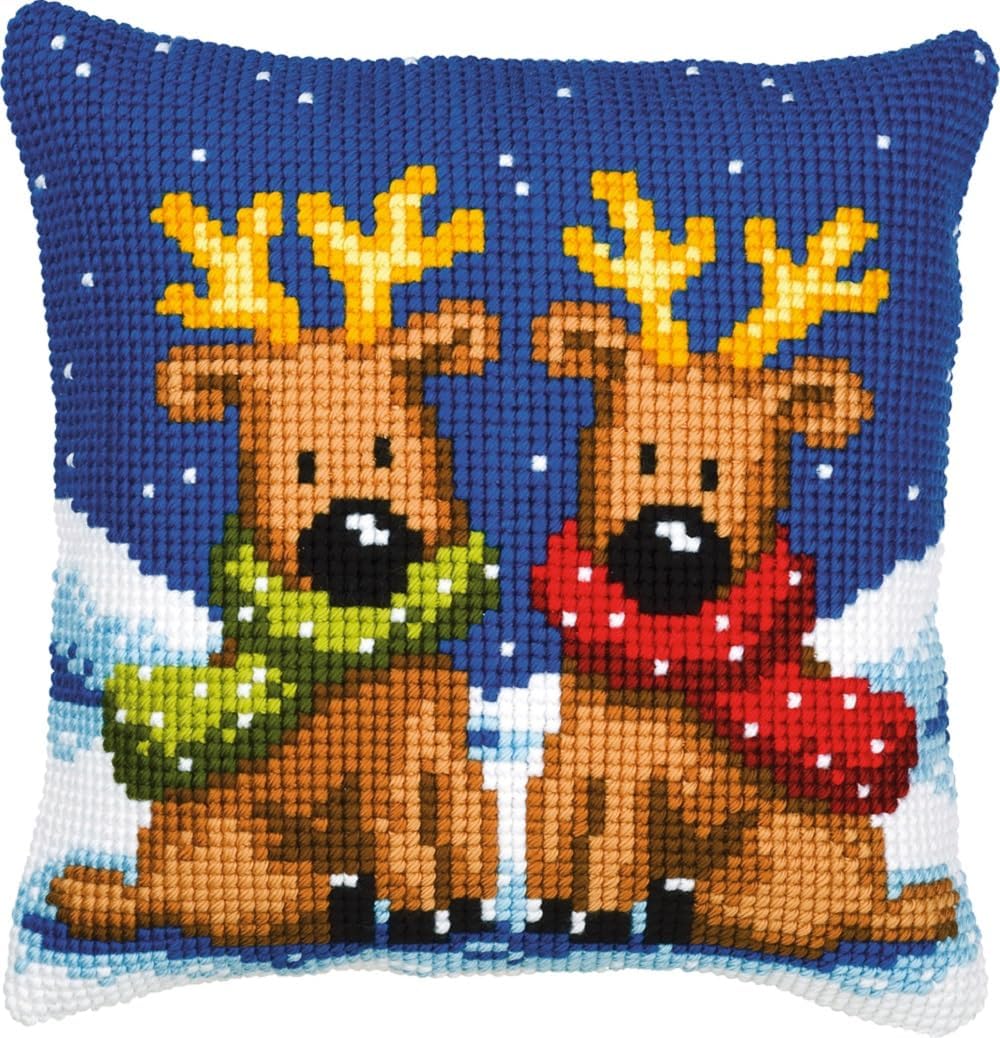 Vervaco PN-0008726 VER Kreuzstichkissen Rentiere Small Multicolor, Small Multicolor