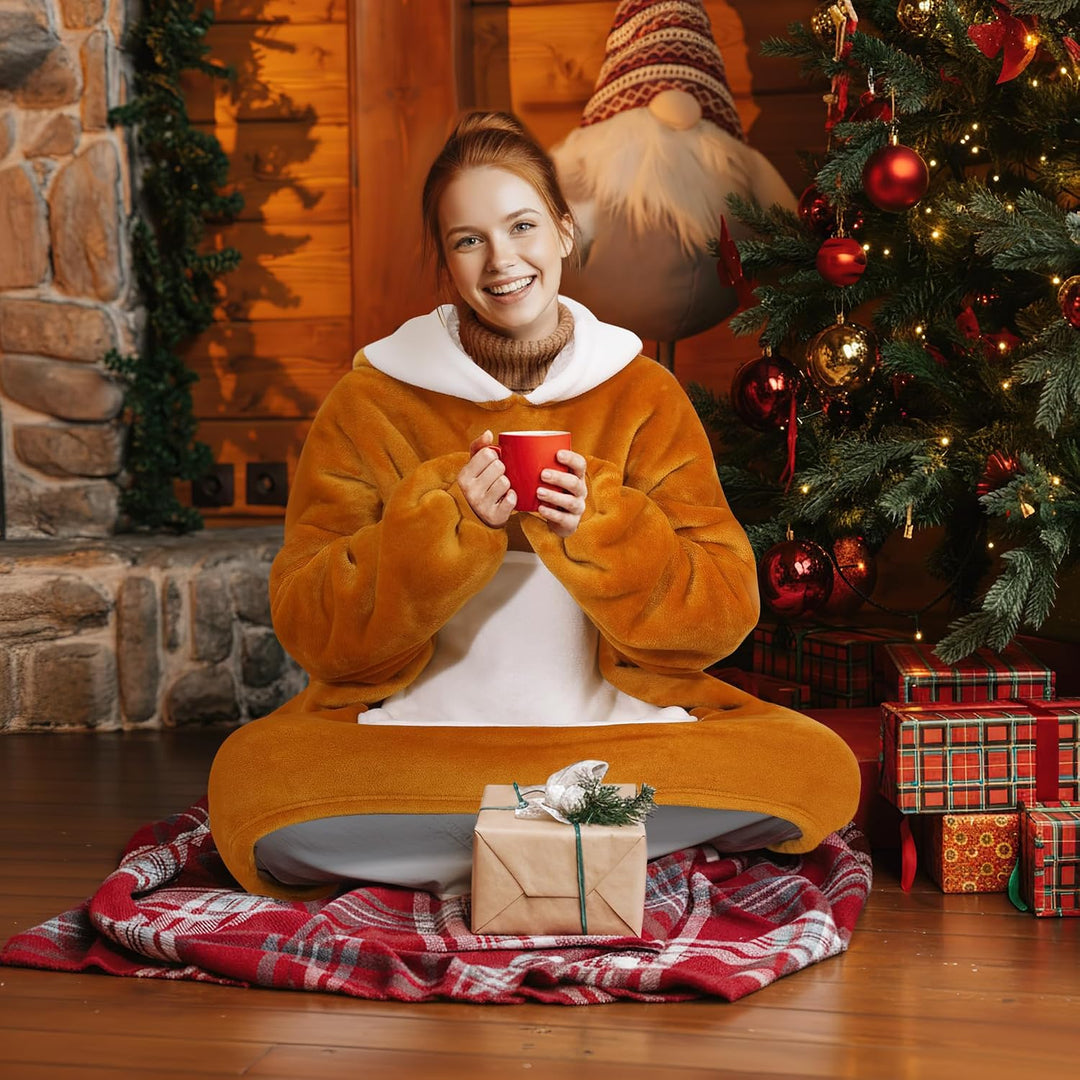 Queenshin Hoodie Decke mit Ärmeln Kuscheldecke Deckenpullover für Damen Herren, Tragbare Decke zum A