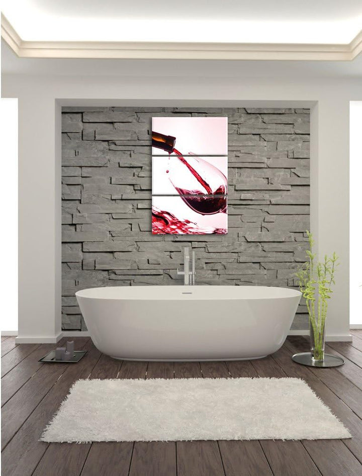 Wein 3-Teiler Leinwandbild 120x80 Bild auf Leinwand, XXL riesige Bilder fertig gerahmt mit Keilrahme