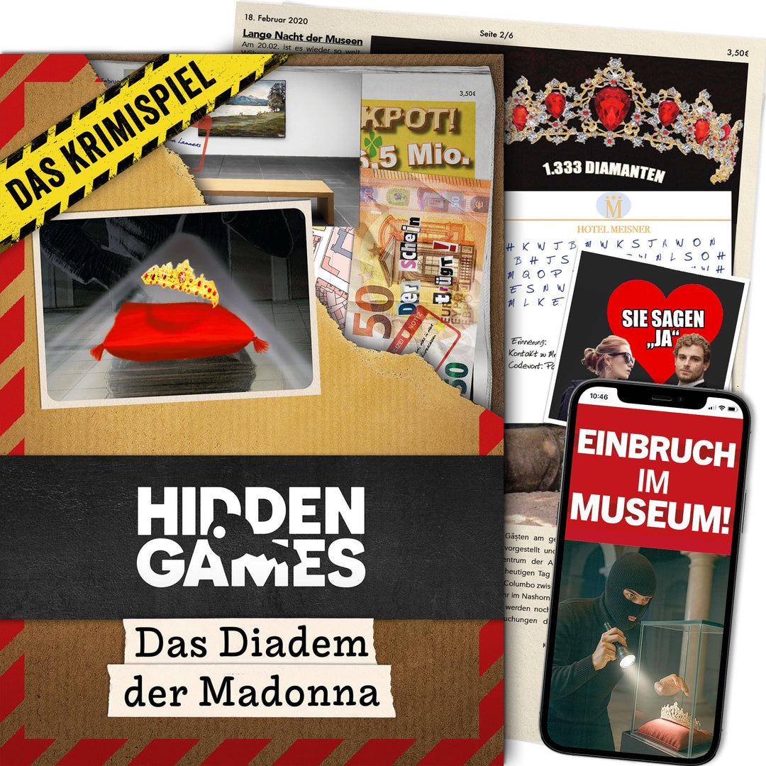 Hidden Games Tatort - Das Diadem der Madonna, Krimispiel für Erwachsene, Detektivspiel, Cold Case, F