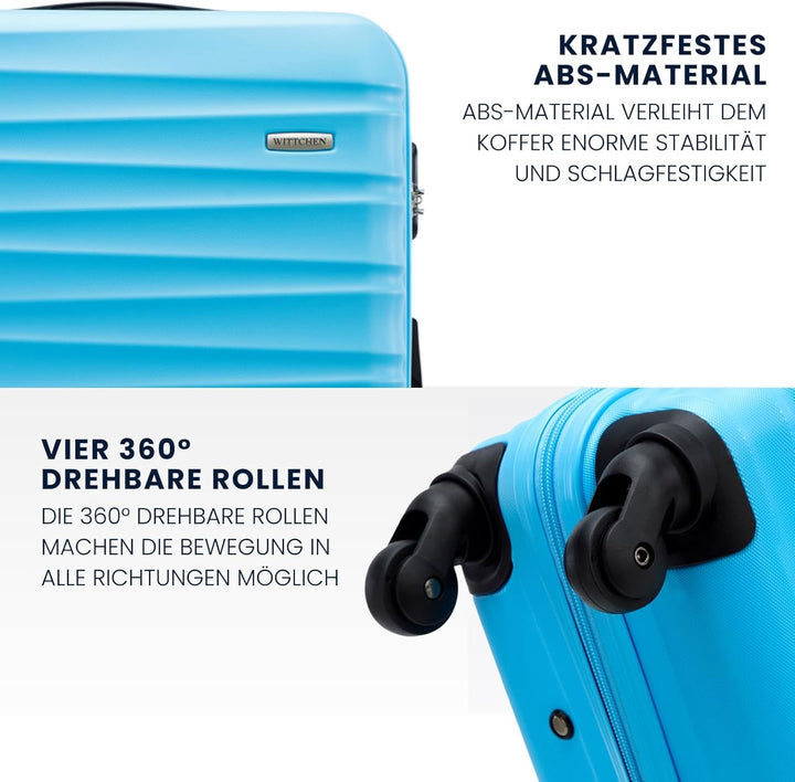 WITTCHEN Reisekoffer Rollkoffer Trolley Grosser Koffer Handgepäck Hartschale aus ABS mit 4 Spinner-R