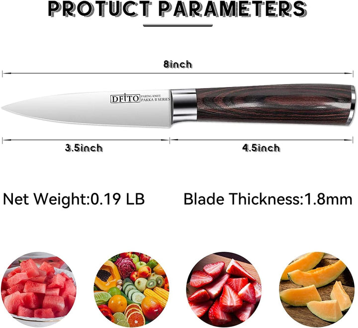 Dfito 9cm Schälmesser, Obst und Gemüsemesser, Edelstahl Obstmesser Ergonomischer Griff Edelstahl Küc