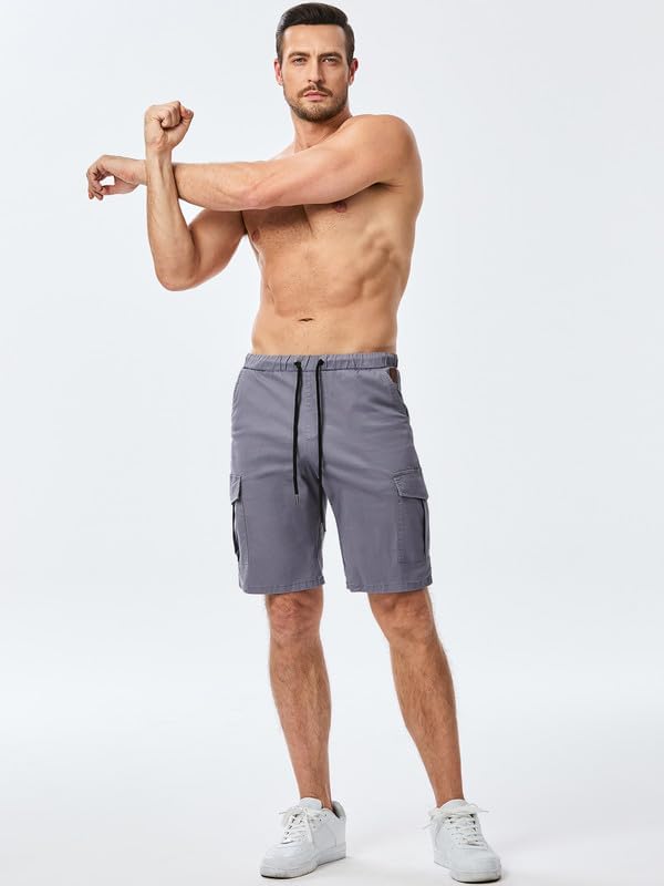 Elegancity Kurze Hosen Herren Cargo Shorts Sommer Freizeithose Kurze Elastische Taille Chino Shorts