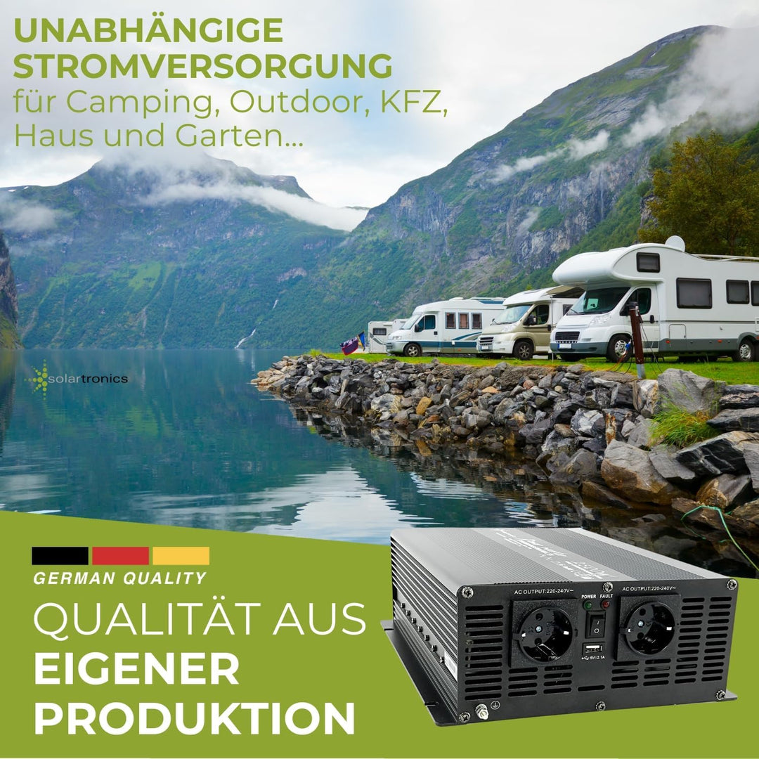 Neu solartronics Spannungswandler Wechselrichter Intverter NM 2500-5000 Watt 12V zu 230V schwarz USB