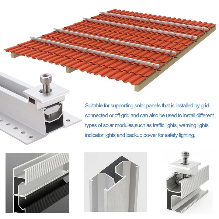 Solarmodul Halterung,Alu Befestigungssystem Trapezblech PV Befestigungsschiene, Solarpanel Halter fl