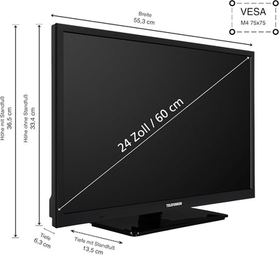 TELEFUNKEN XH24O550M Fernseher 24 Zoll HD-Ready LED TV mit 60 cm Bildschirmdiagonale und integrierte