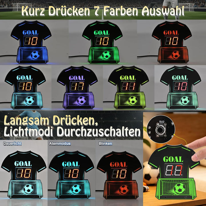 Fussball LED Lötbausatz - DIY Mint Elektronik Lötprojekt mit RGB Hintergrundbeleuchtung, Trikotnumme