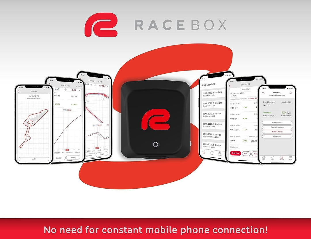 RACEBOX Mini S - 25 Hz GPS Lap Timer Drag Meter 0-100 Motorrad Auto MTB Quad