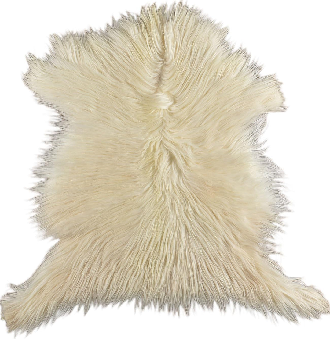 ZIEGENFELL Creme Weiss Champagner LANGHAAR CA. 70 x 50 cm DEKO Fell VON KUHFELLE ONLINE